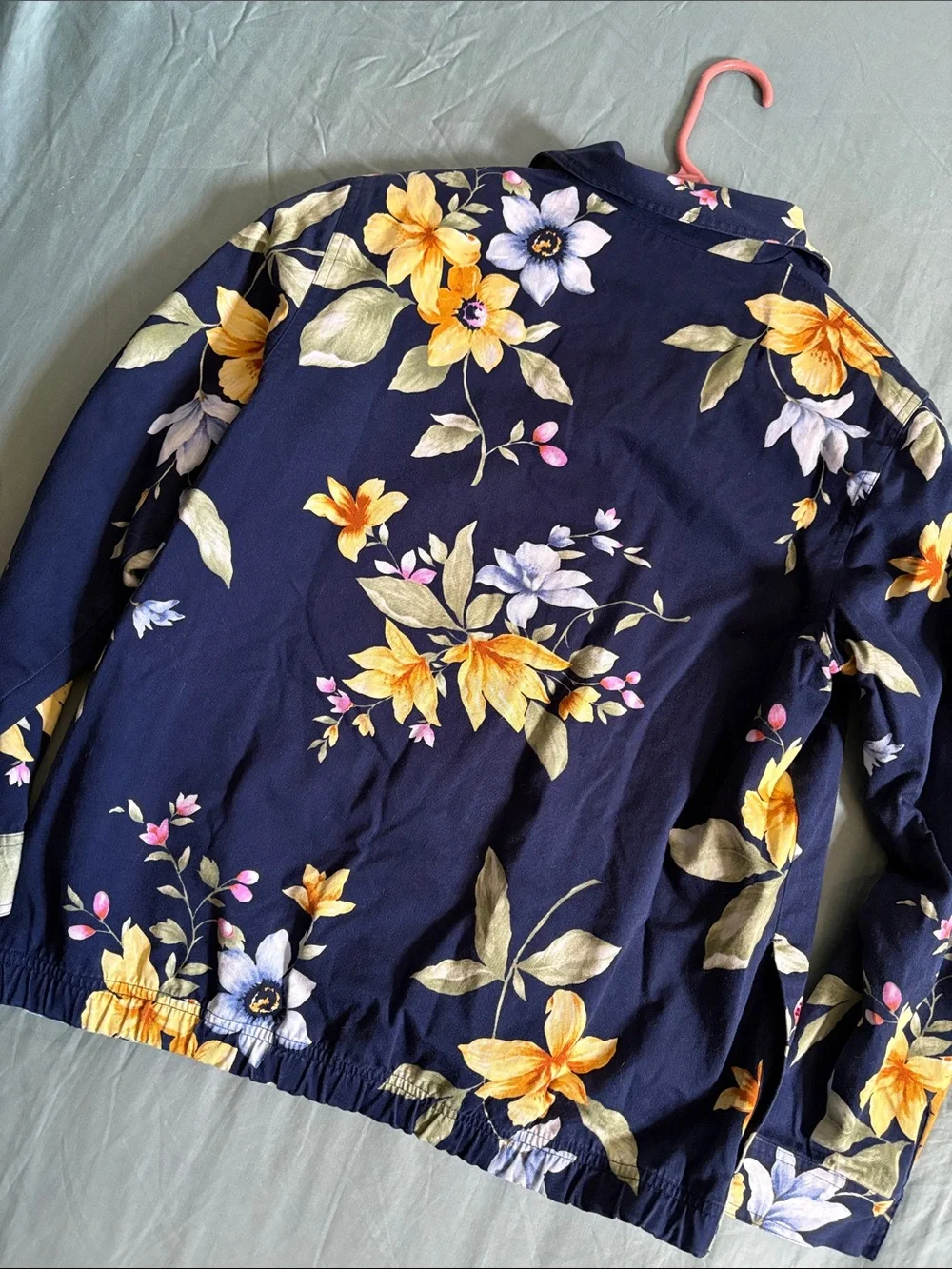 Alfred Dunner Navy Floral Button-Up Jacket